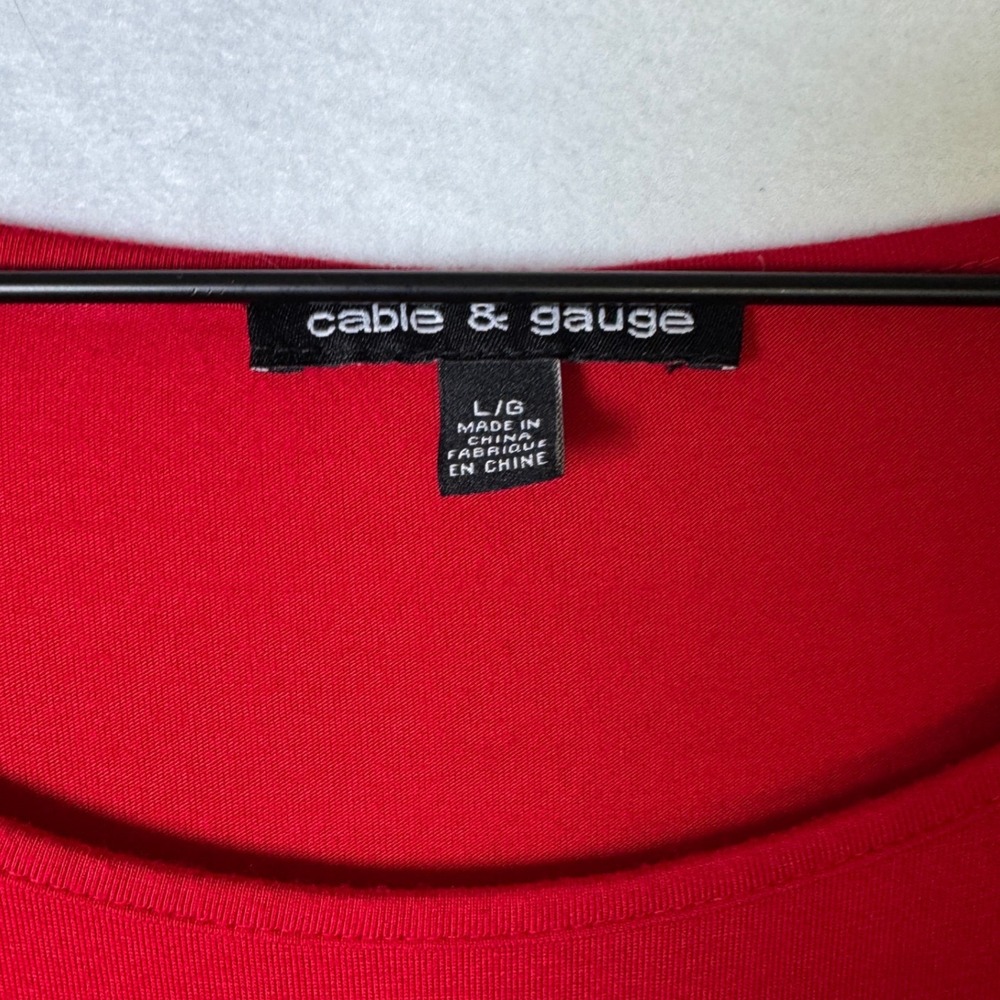 Cable & Gauge Womens Large Red Tunic Top Cutout Sleeve Boho Edgy Festival - Picture 2 of 8